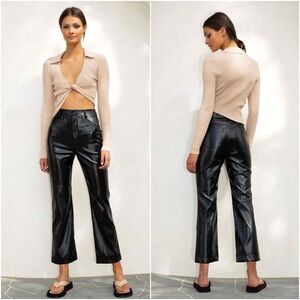 Misha Bertha Pants in Black Vegan Leather, US Size 4